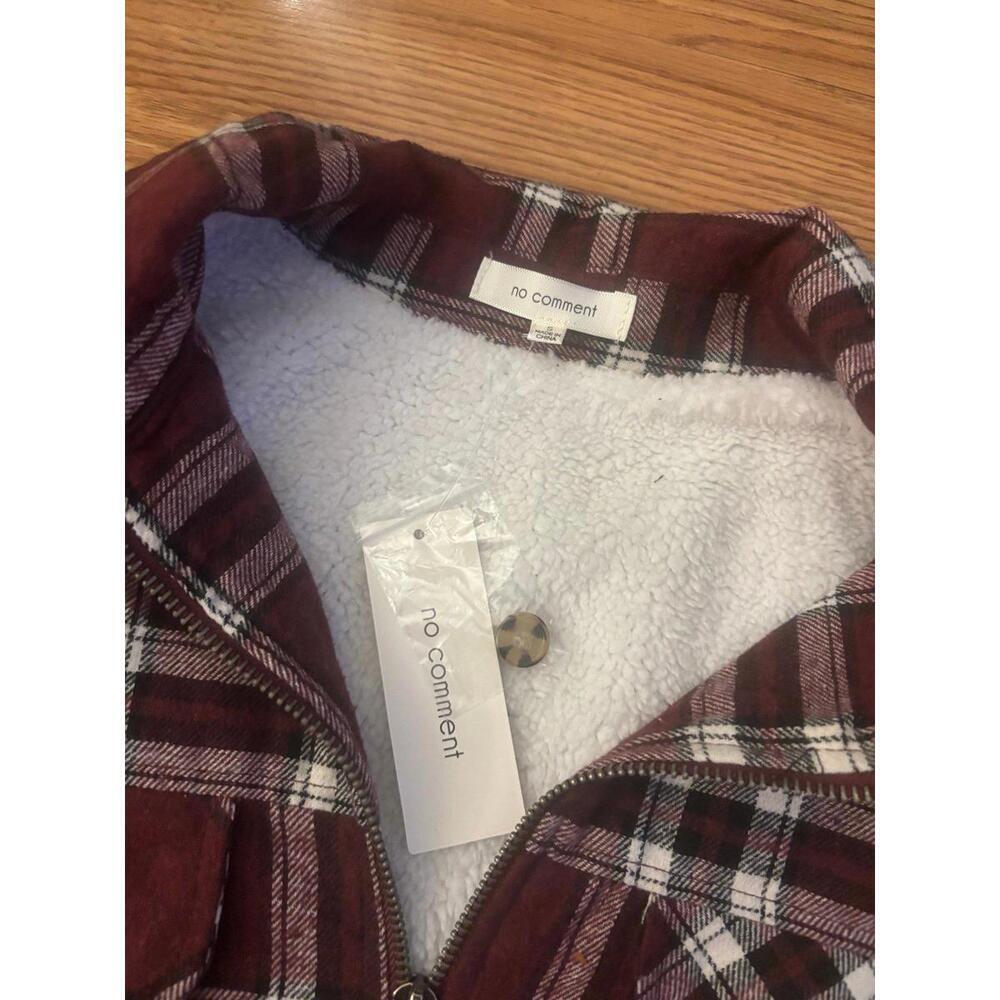 No comment Sherpa Lined Full Zip Flannel Shirt Size Small - Picture 4 of 9